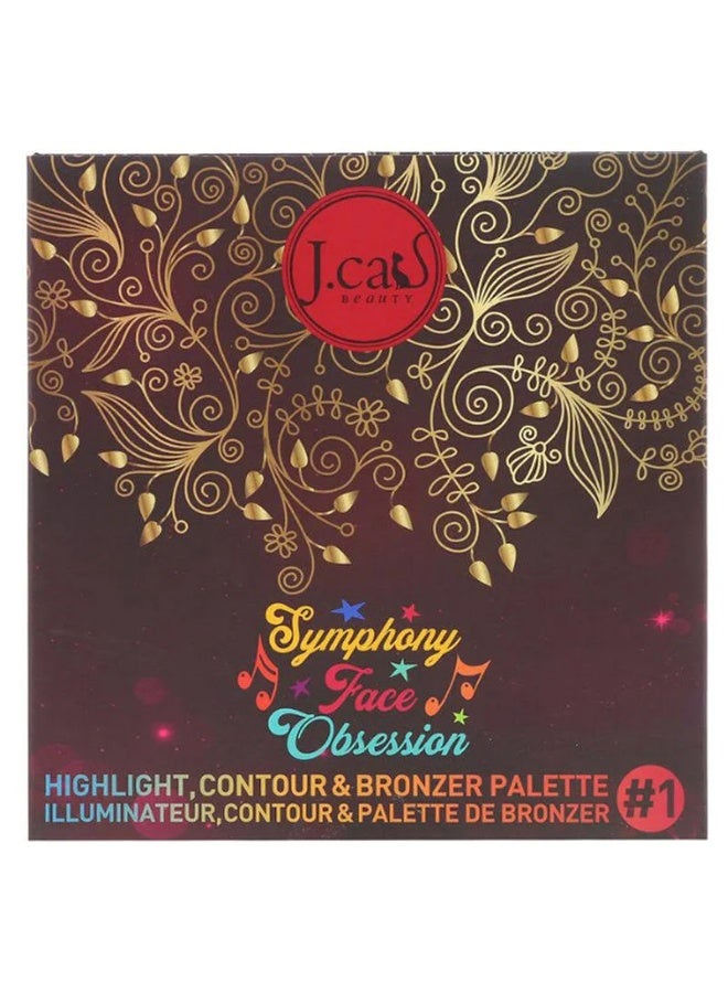 J. كاتس J.Cats Symphony Face Obsession Highlight, Contour & Bronzer Palette 101 - Image 4